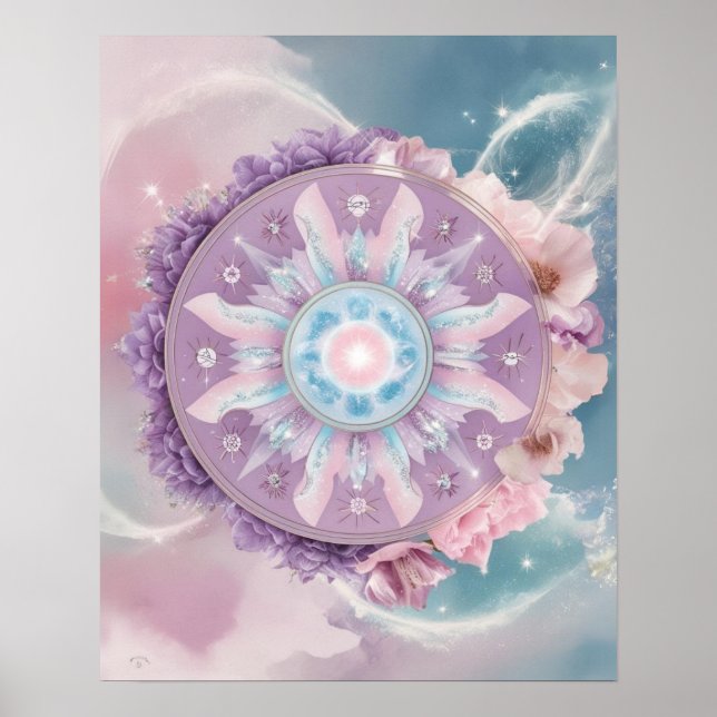 Póster Mystical Purple Zodiac Mandala | Astrología Dreamy (Frente)