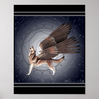 Póster Mystical Winged Wolf
