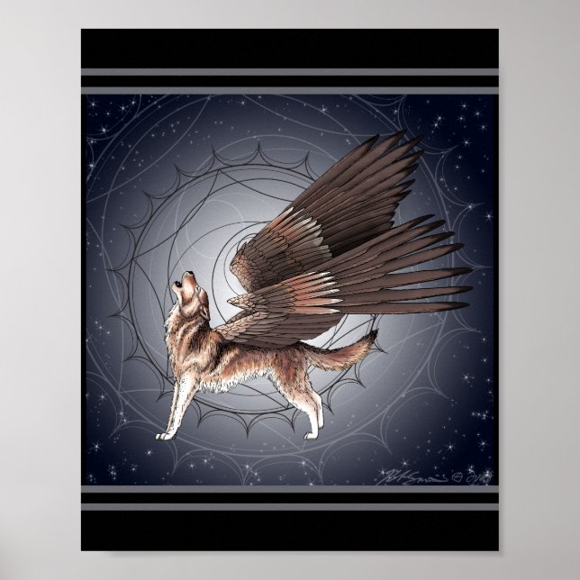 Póster Mystical Winged Wolf (Frente)