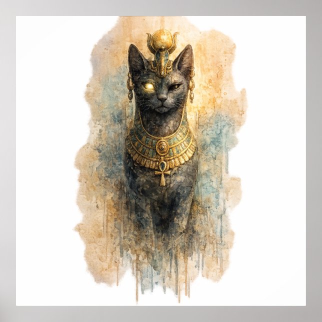 Póster Mythical Egyptian Cat Ancient Fantasy Feline (Frente)