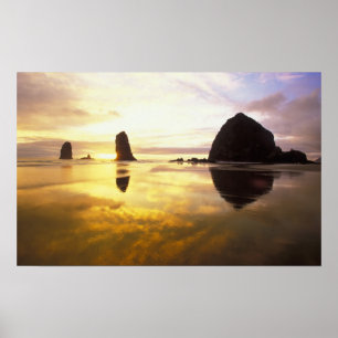 Póster N.A., EE.UU., Oregón, Cannon Beach Sunset con