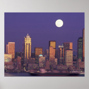 Póster N.A., EE. UU., Washington, Seattle Horizonte de Se