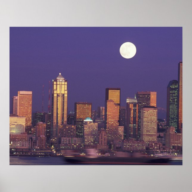Póster N.A., EE. UU., Washington, Seattle Horizonte de Se (Frente)
