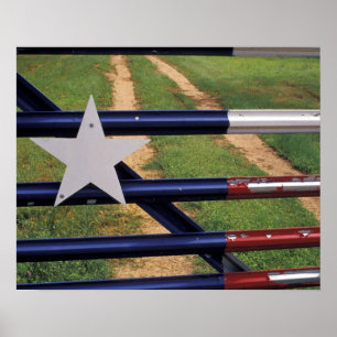 Póster N.A., los E.E.U.U., Tejas, lago Buchanan, bandera