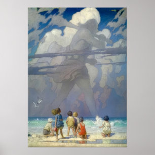 Póster N.C. Wyeth El Gigante 1923 Ilustración Vintage