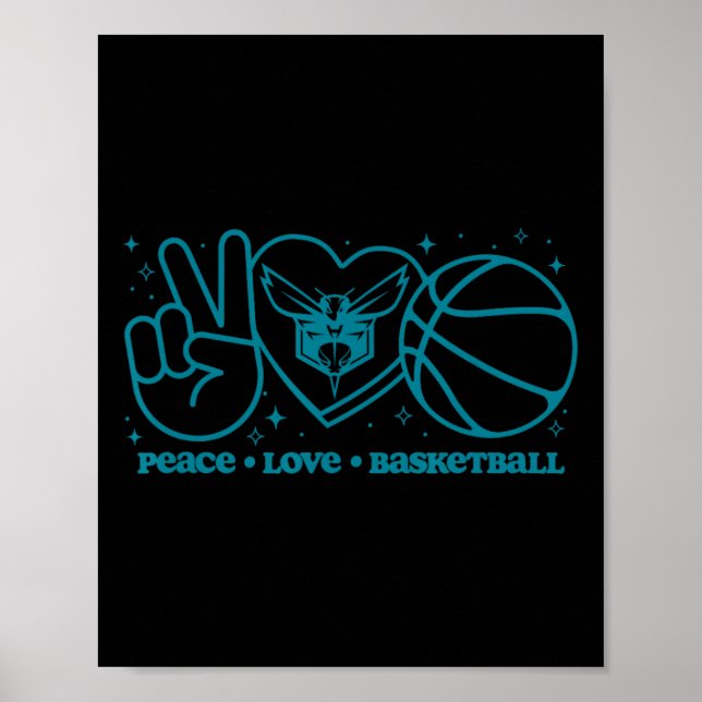Póster N Charlotte Hornets Peace Love Sketll  (Frente)