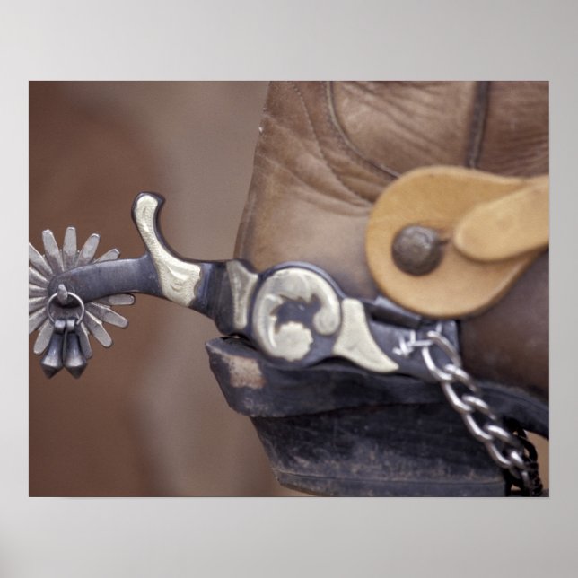 Póster NA, EE.UU., Texas, Lubbock Cowboy arranca y espole (Frente)