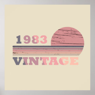 Póster nace en 1983 en color rosa y púrpura