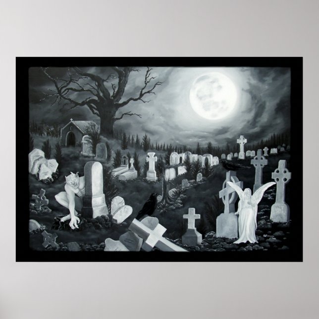 Póster Nachts auf dem Friedhof Engel mit Teufel (Frente)