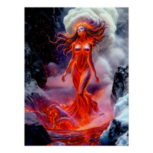 Póster "Nacido del Inferno" - Retrato de mujer volcánica