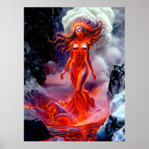 Póster "Nacido del Inferno" - Retrato de mujer volcánica