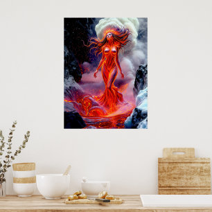 Póster "Nacido del Inferno" - Retrato de mujer volcánica