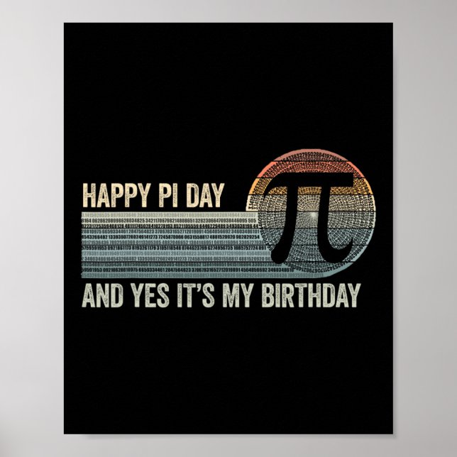 Póster Nacido El Día Del Pi Cumpleaños 14 De Marzo Matemá (Frente)