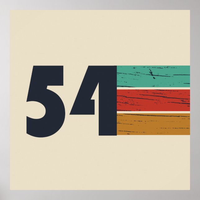 Póster nacido en 1954, cumpleaños vintage (Frente)