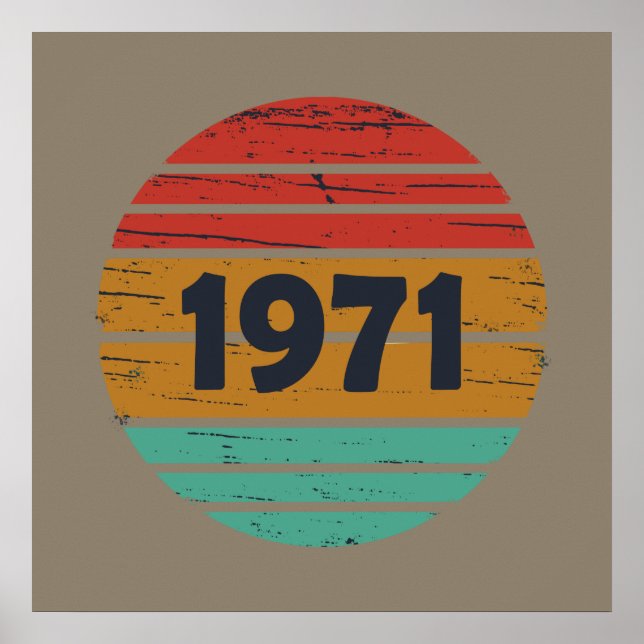 Póster Nacido en 1971 cumpleaños vintage (Frente)