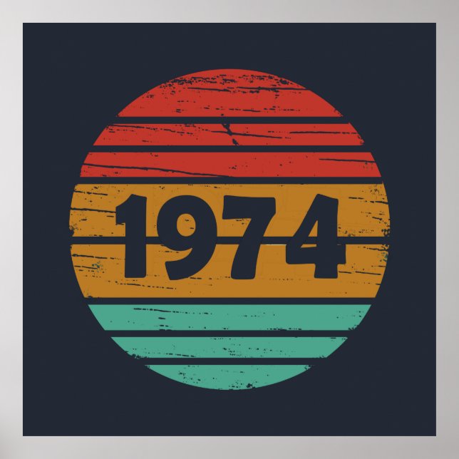 Póster Nacido en 1974 en una fiesta de cumpleaños vintage (Frente)