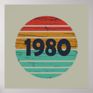 Póster Nacido en 1980 clásico vintage