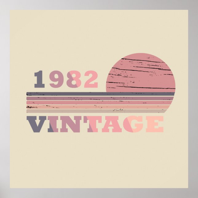 Póster nacido en 1982 regalo de cumpleaños vintage (Frente)