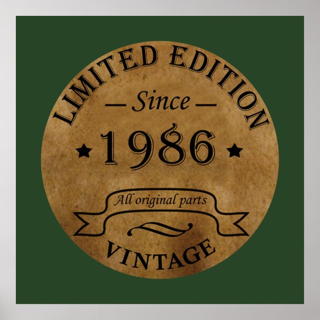 Póster nacido en 1986, cumpleaños vintage (Frente)