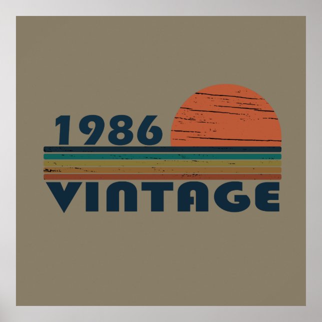 Póster nacido en 1986 regalo de cumpleaños vintage (Frente)