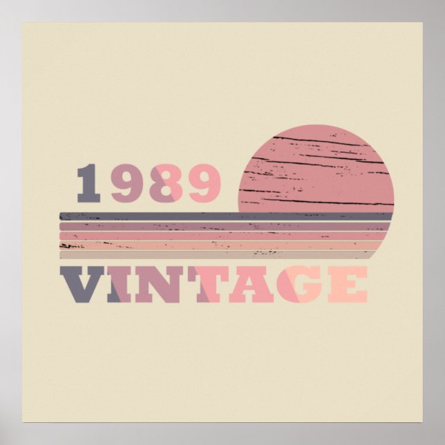 Póster nacido en 1989 cumpleaños vintage (Frente)