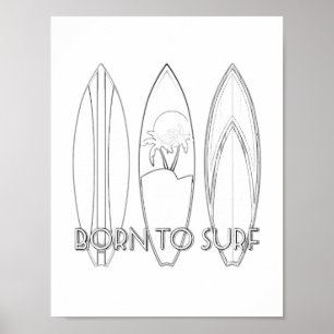 Póster Nacido En Surf Poster Adulto Colorante