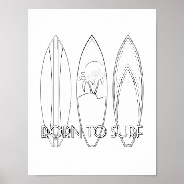 Póster Nacido En Surf Poster Adulto Colorante (Frente)