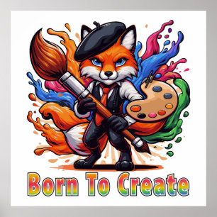 Póster Nacido Para Crear Artista Zorro Pintor Masota Colo