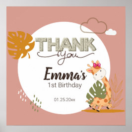 Póster Nacimiento acuático de la jirafa del bebé, Safari 