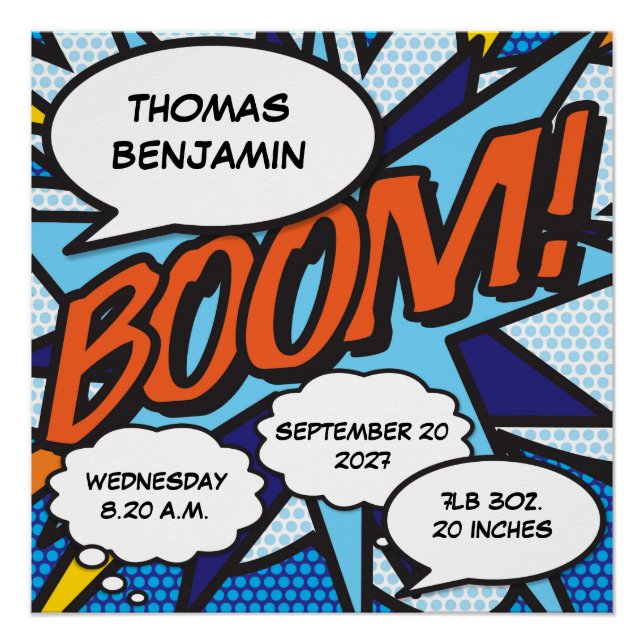 Póster Nacimiento Bebé Estadísticas de historietas libro  (Anverso)