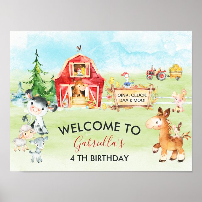 Póster Nacimiento de Barnyard y animales de granja (Frente)
