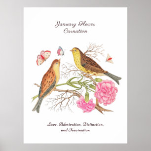 Póster Nacimiento de enero Regalo de cumpleaños de las fl