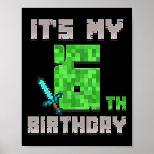 Póster Nacimiento de la camiseta de mi sexto cumpleaños