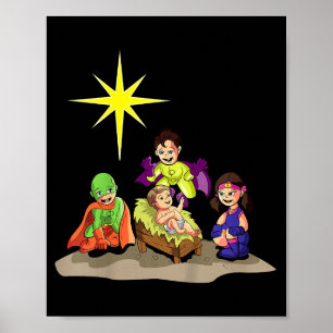 Póster Nacimiento de Navidad Cristiano Niño Jesús Pesebre