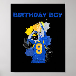 Póster Nacimiento De Niño De 9 Años De Edad Basketbal Azu