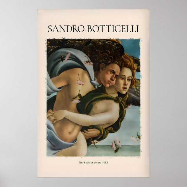 Póster Nacimiento de Venus de Botticelli Detalle Zephyr A (Frente)
