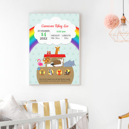 Póster Nacimiento del bebé personalizado del arcoiris arc