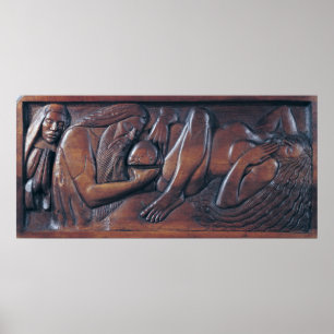 Póster Nacimiento, el panel de madera de la cama, 1894