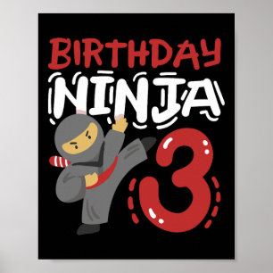Póster Nacimiento Ninja de 3 años Karate Niños 3 Nacimien