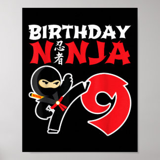 Póster Nacimiento Ninja - Fiesta Ninja de 9 años - Cumple