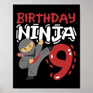Póster Nacimiento Ninja Niños Karate de 9 años Novena Nac