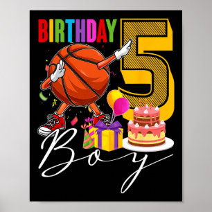 Póster Nacimiento Niño de 5 años Dabbing Bysketbyll de 5