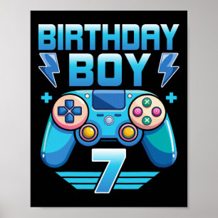 Póster Nacimiento Niño Video Gamer Séptima Fiesta de Cump