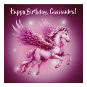 Póster Nacimiento Pink Pegasus Fantasy Diseño Glossy