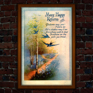 Póster Nacimiento Vintage 1917 Swallow