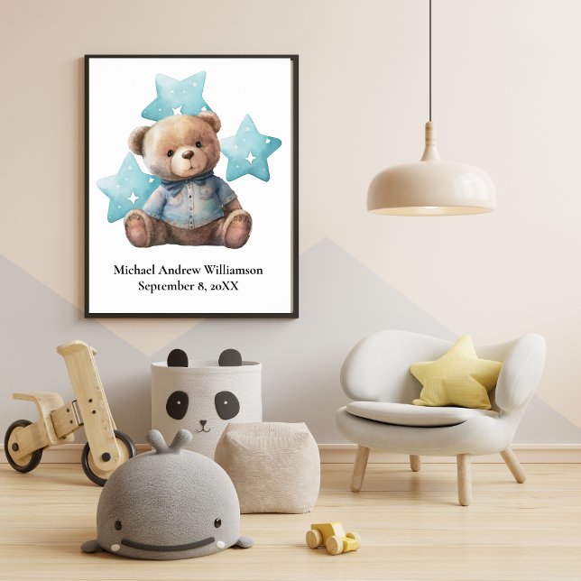 Póster Nacimientos Estatales Teddy Bear Azul Niño Nursera (Subido por el creador)