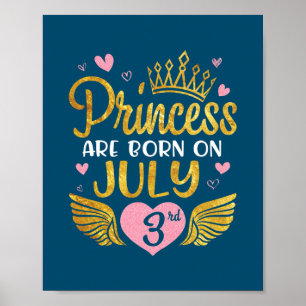 Póster Nació la princesa el 3 de julio, feliz cumpleaños