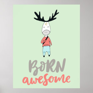 Póster Nació un asombroso Personalizado Deer moderno