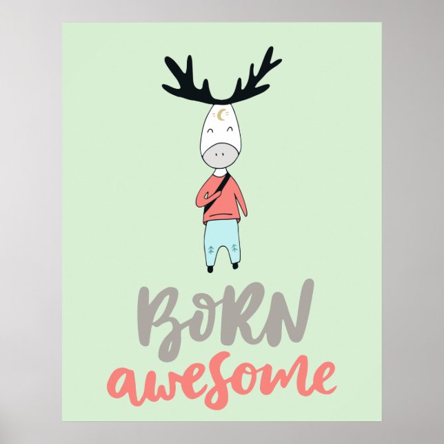 Póster Nació un asombroso Personalizado Deer moderno (Frente)
