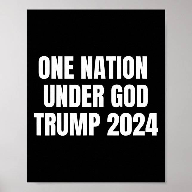 Póster Nación bajo Dios Trump 2024 Dios Bandera Americana (Frente)